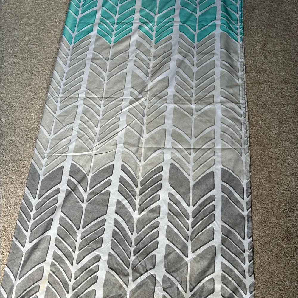 Chevron Pattern shower curtain in Teal, beige and Gray
